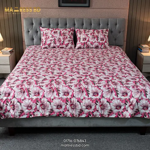 China Rose Print Bed Sheet – Pink