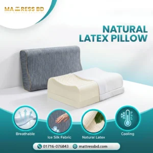 Natural latex contour pillow with high neck support wave design on a minimalist bed setting.