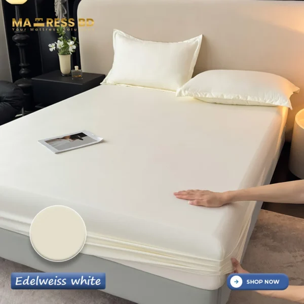 Premium Soft Cotton Fitted Bed Sheet - Edelweiss White