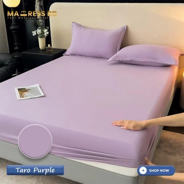 Premium Soft Cotton Fitted Bed Sheet - Taro Purple