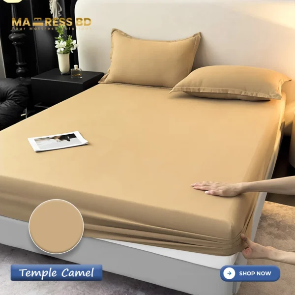 Premium Soft Cotton Fitted Bed Sheet - Temple Camel