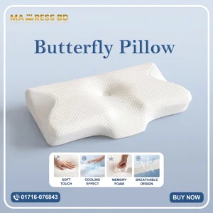 Ergonomic white Butterfly Pillow - Imported with contoured neck cavity and side armrests.