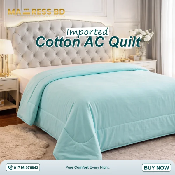 Cotton AC Quilt - Imported | Ultra-Soft Lightweight Summer Blanket 1 Cotton AC quilt - Imported & Lightweight draped on a modern bed.