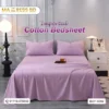 Premium Imported Cotton Bedsheet set on bed showing 100% cotton fabric composition.