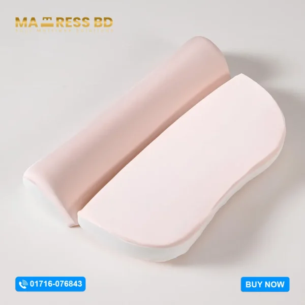 Ergonomic memory cervical pillow with contoured neck support curve.
