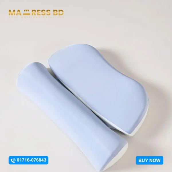 Ergonomic memory cervical pillow with contoured neck support curve.